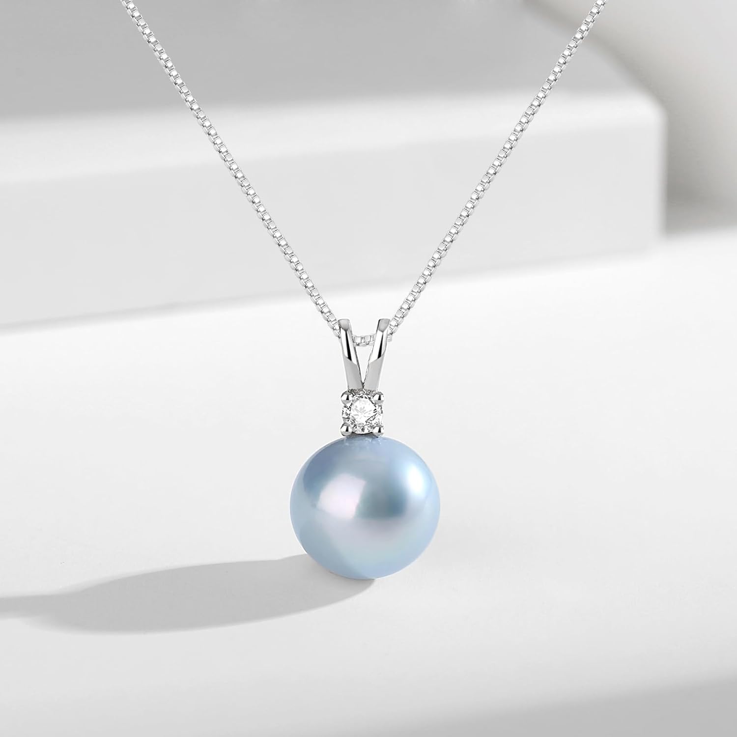 Cultured 11-12MM Round Pink Purple Blue Grey Golden Tahitian Black Pearl Necklace for Women, S925 Sterling Silver 18K Gold Plated, Single Pearl Pendant Necklace - Image 2