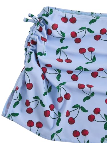 Image of Floerns Girl's 3 Piece Swimsuit Cherry Print Cute Bikini Set with Cover Up Skirt
