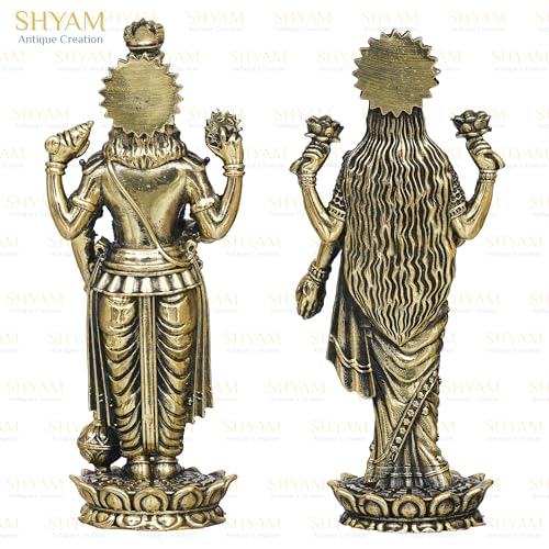 Image of Brass Pair of Maa Lakshmi Vishnu Ji Standing Statue MATA Laxmi Vishnu Murti Lakshmi Narayan Idol for Home Temple Diwali Pooja