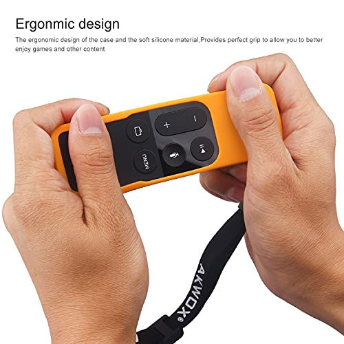 Remote Case For Apple Tv 4Th/4K 5Th Generation, Akwox Light Weight [Anti Slip] Shock Proof Silicone Remote Cover Case With Lanyard (Orange)-Not For New Apple 4K Tv Series 6Th Gen 2021 #TOP5