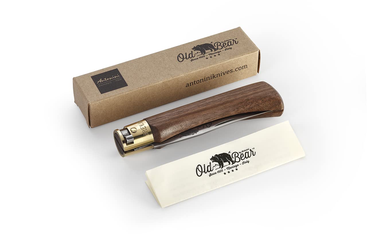 Old Bear Coltello linea classica manico in legno noce americano, lama in acciaio inox (misura XL - art. 9307/23_LN OBB)