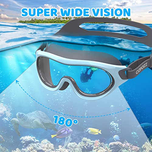 COPOZZ Kids Swim Goggles for 6-14, Wide View Swimming Goggles No Leak Anti Fog UV Protection Youth Swim Goggles - image 5