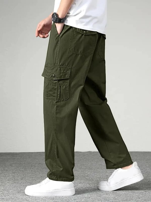 Image of Men's Cotton Cargo Pants | Stylish Multi-Pocket Casual Look-