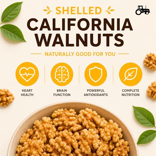 Image of Raw Shelled California Walnuts Halves & Pieces (1 Lb.) - Compares to Organic Walnuts - Great Source of Omega 3 - Vegan & Keto Friendly - Farm Fresh Nuts Brand