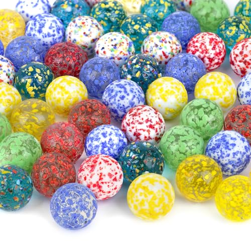 POPLAY 60PCS Glass Marbles Bulk, 5/8inch Color Mixing Glass Marbles Kids Marbles for Games DIY Home Decoration
