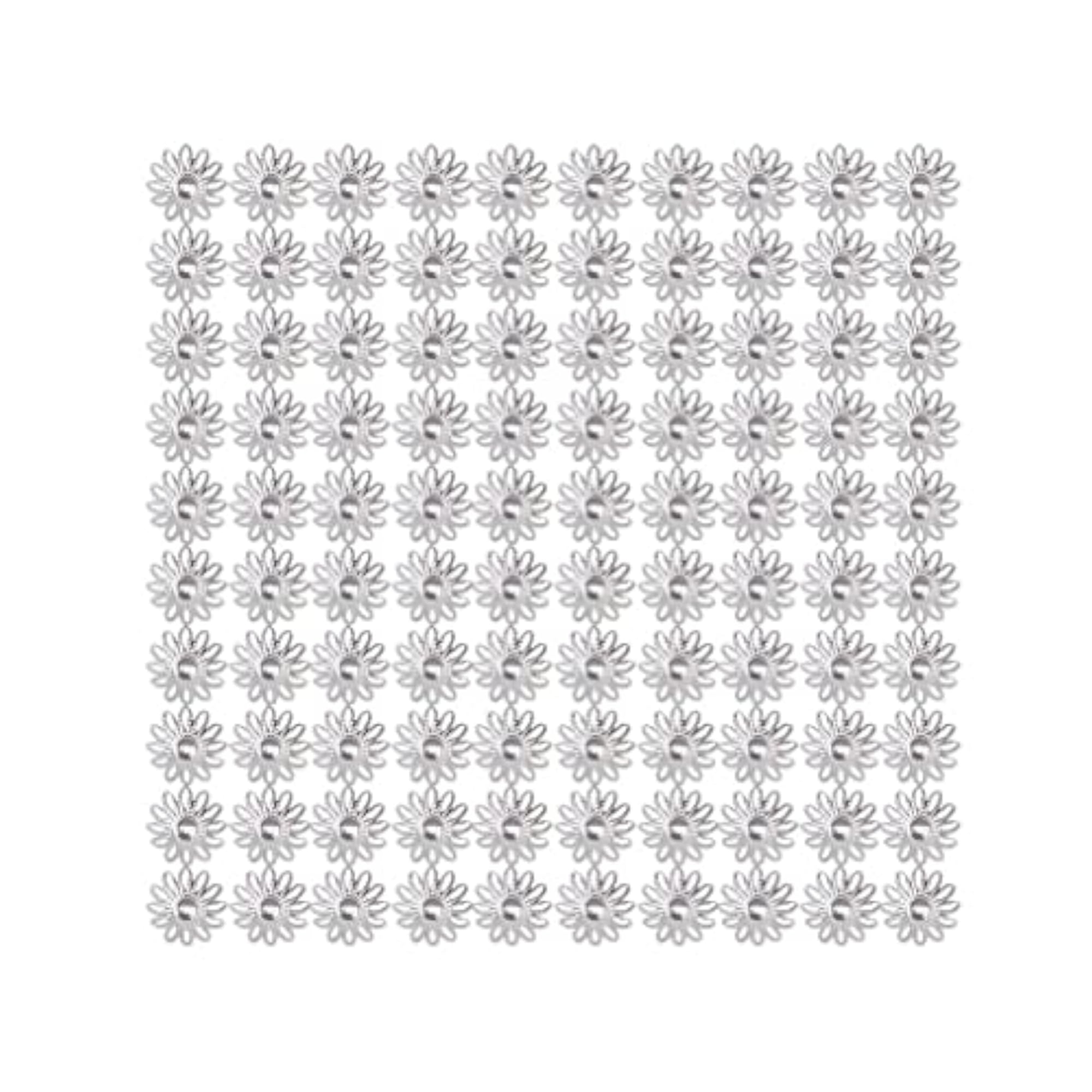 100pcs 16mm Hollow Flower Bead Caps for Jewellery Making, Silver