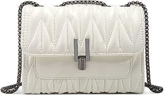 YXBQueen White Purses for Women Elegant Chain Bag Small Square Purses Chain Crossbody Bags for Women Small Quilted Crossbody Bags
