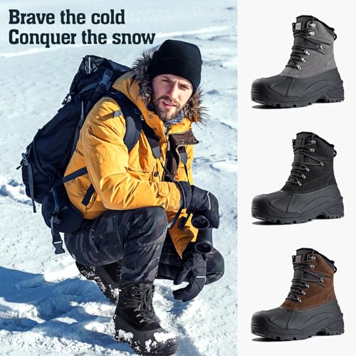 Image of FREE SOLDIER Mens Snow Winter Boots Waterproof Wram Boots for Men Nonslip Outdoor Snow Footwear(Black 10)