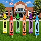 6 Pack Back to School Crayon Yard Signs, 31.5x 6 Inch