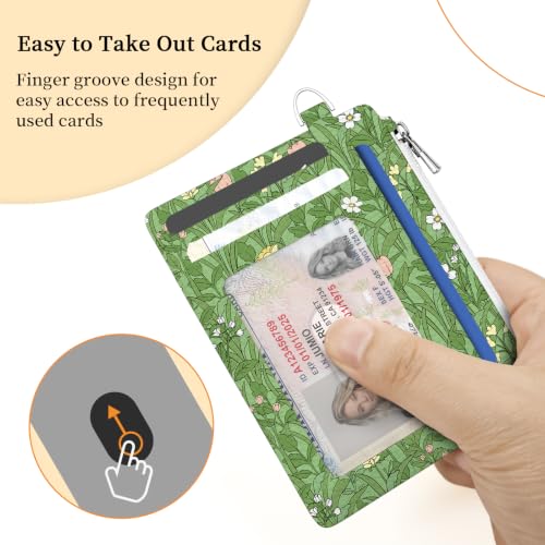 Image of Hancynir Black Cat Floral Credit Card Holder Small Wallet Women Slim RFID