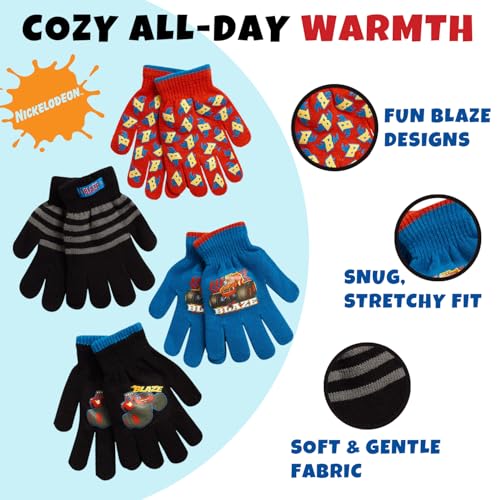Image of Nickelodeon Boys 4 Pack Mitten or Glove Set: Paw Patrol and Blaze (Toddler /Little Boys)