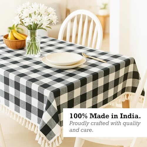 Nappe de table pour réception et repas de fête en coton géométrique noir - 3
