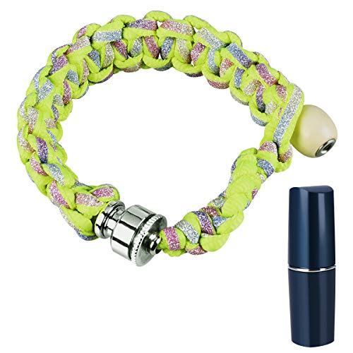 LegendTech Tabak Pfeifen Armband und Lippenstift Pillendose, Metallarmband Rauchpfeife Handerarbeitete Ausgefallene Armband Geschenk Damen (Yellow) Cover