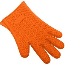 Oven Mitts Silicone Gloves Heat Resistant Insulated Slippery Microwave Baking Gloves Orange
