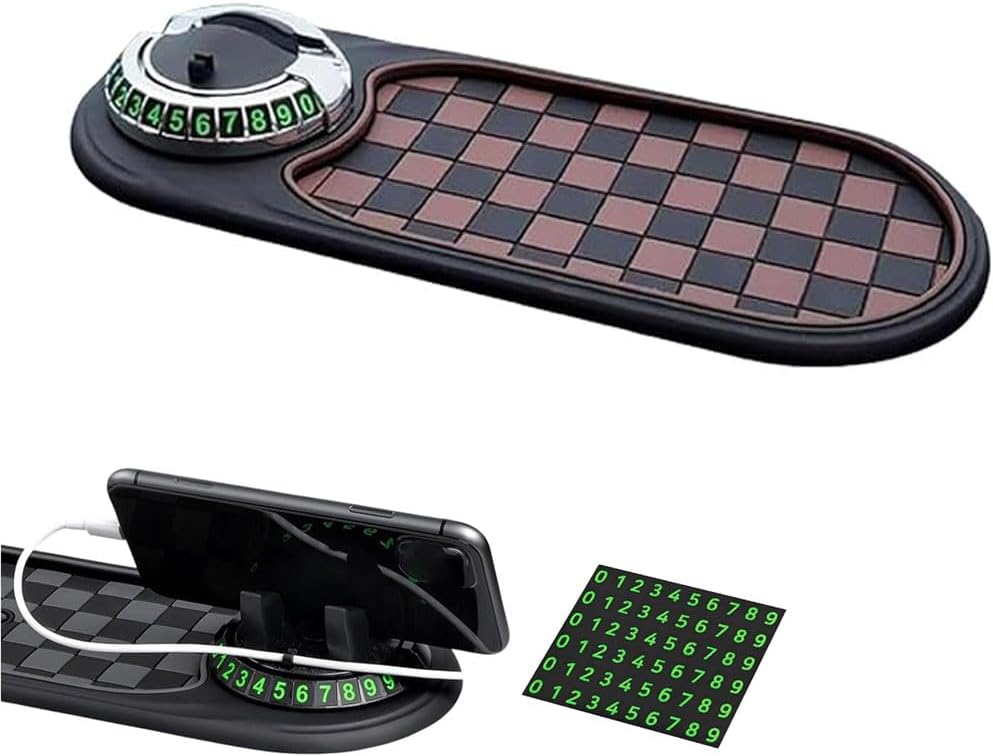 Multi-Functional Support Anti-Slip Pad, Car Anti Slip Mat Phone Holder, 360° Rotatable Mobile Phone Holder, Universal Anti Slip Mats Phone Holder Car Dashboard Pads with Temporary Parking (E)