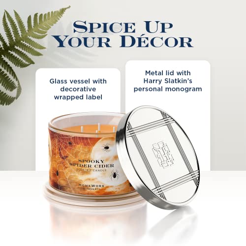 Premium Scented 4-Wick Candle, Spooky Spider Cider, Homeworx By Slatkin & Co - 18 Oz - Long-Lasting Jar Candle, 30-55 Clean Hours Burn Time - Orange Zest, Spiced Golden Pear, Green Apples & Ginger #TOP3