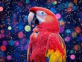 Tier Malen Nach Zahlen Erwachsene Papagei Malen Nach Zahlen Kinder ab 7, Set Erwachsene Bastelsachen Kreativ Set für Kinder Geschenke für Männer, Weihnachten Halloween Deko Ohne Rahmen 70x90cm H - 536