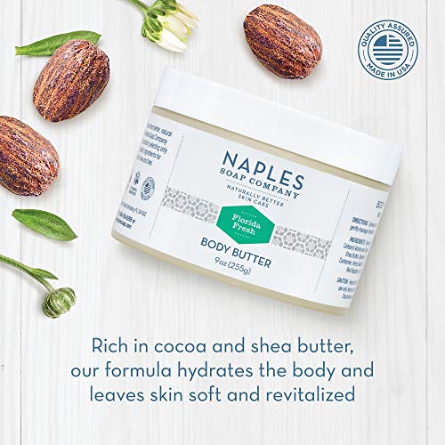 Naples Soap Natural Body Butter - Rich Cocoa Shea Body Butter Made For Women With No Harmful Ingredients - Natural Skin Care For Nourished And Moisturized Skin - 9 Oz, Florida Fresh Citrus #TOP4