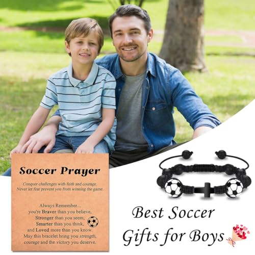 Image of Leyung Football Baseball Basketball Soccer Volleyball Cross Bracelet, Gifts for Teens Boys Girls on Easter Christmas Birthday Graduation Valentines Day