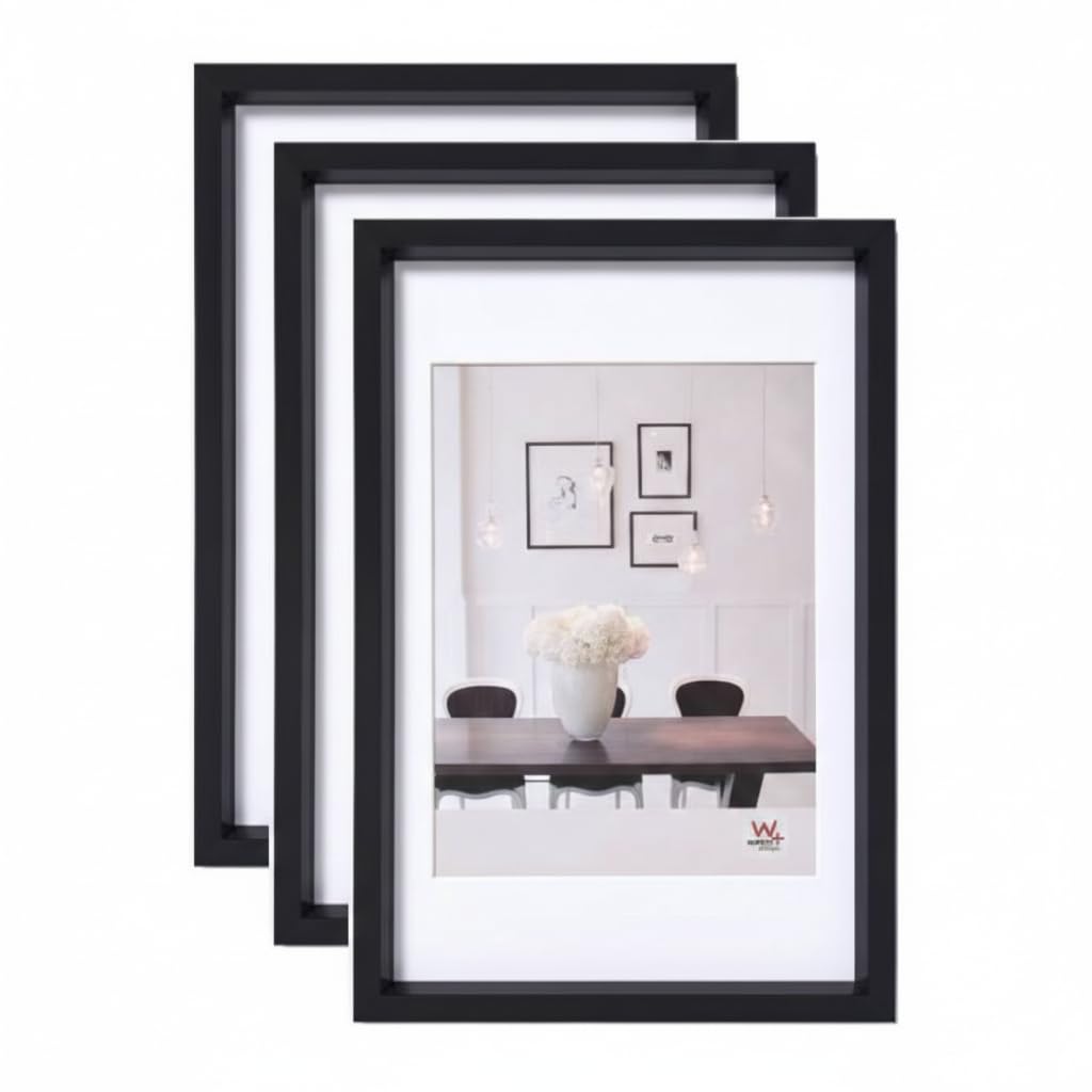 Cadres photo en plastique noir walther design 10x15 lot de 3 décoration murale
