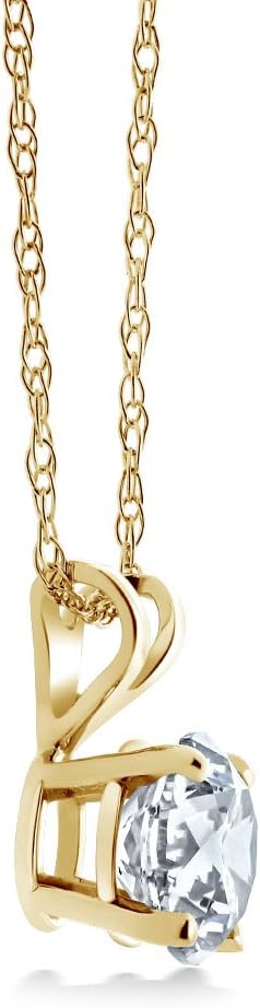 Gem Stone King 14K Yellow Gold White Moissanite Solitaire Pendant Necklace For Women | 0.27 Cttw | Round 4.5MM | With 18 inch Chain - Image 4