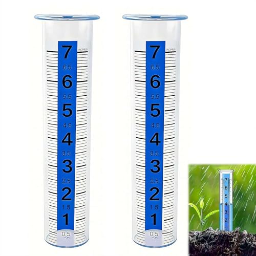 2PCS Rain Gauge Replacement Tube 7 Inch Plastic Rain Gauges for Outdoor Garden Yard Precise Rainfall Measurement Device Cold Resistance Crack Proof Transparent Blue Water Gauge Tool