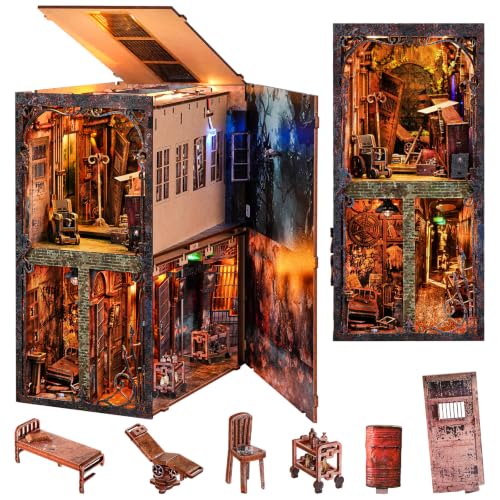 fifijoy Book Nook Kit for Adults, Abandoned Asylum DIY Miniature Dollhouse