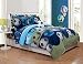 Fancy Linen Collection 8pc Queen Size Soccer Blue Green White Black Comforter Set with Furry Buddy Included