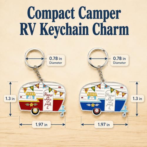 Image of Camper Keychain Happy RV Keyring RV Keychain Couples Keychain Set Gifts for Men Women Camping Accessories 2 Pack