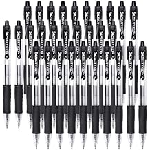 Aen Art 30 Gel Pens - Retractable Gel Ink Roller Pens for Writing, Black 0.7mm Fine Point- for Office, School - Quick Dry + Rubber Grips