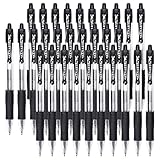 Aen Art 30 Gel Pens - Retractable Gel Ink Roller Pens for Writing, Black 0.7mm Fine Point- for Office, School - Quick Dry + Rubber Grips