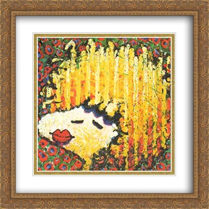 Bird Lips in a Blonde Bombshell Wig 2x Matted 28x40 Large Gold Ornate Framed Art Print by Tom Everhart