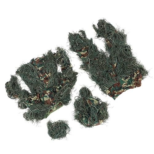Ghillie Suit, 5 Em 1 Green Camo Ternos Inclui Jaqueta Calças Capuz Saco de Transporte Fitas Camuflad