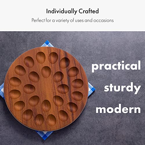 Higherhuman 33 Round Acacia Deviled Egg Platter Reversible Charcuterie Board thumb #4