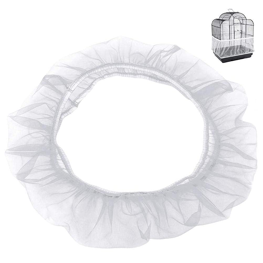 Copertura per Gabbia per Uccelli, Copertura in Rete di Nylon Elastica con Bordi Elastici, Accessori per Gabbia per Uccelli per Pappagalli, Circonferenza da 106 a 208 Cm (WHITE)
