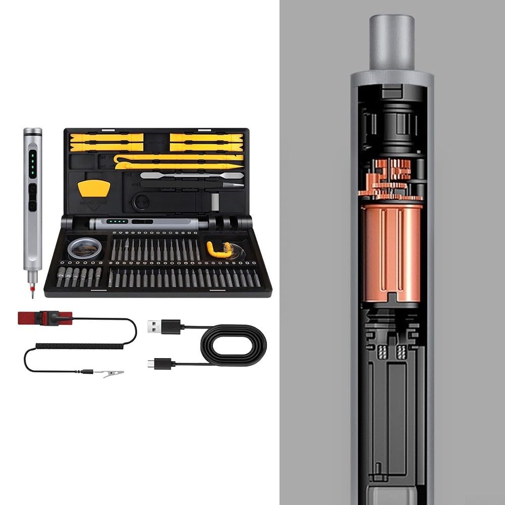 Juego de destornilladores eléctricos 71 en 1 con par ajustable hasta 8 N·m, iluminación LED integrada para montaje de muebles, reparación de electrodomésticos, mantenimiento del hogar