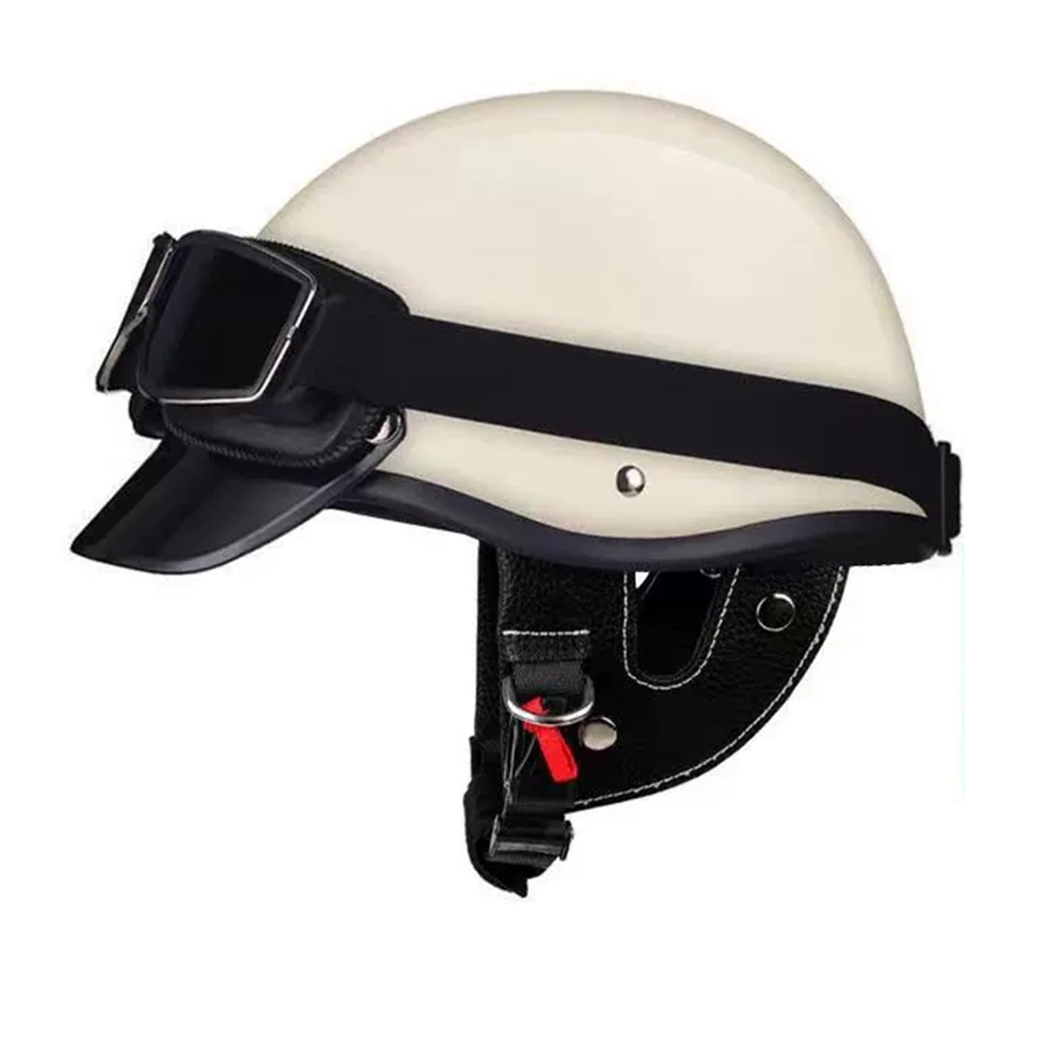Halbschalenhelm Halbhelme Motorradhelm mit ECE Genehmigt Brain-Cap Halbschale Roller-Helm Scooter-Helm Jet-Helm Retro für Erwachsene Herren Damen mit Retro Schutzbrille