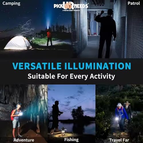Image of Pick Ur Needs High Brightness 100 Watt Powerfull LED Aluminum Body Type C Charging 1200 mAh Long Battery Life 3 Mode Long Range Torch