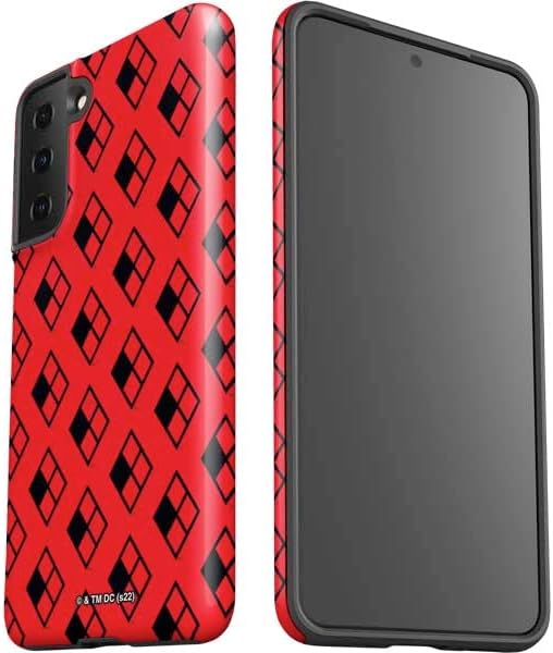 Skinit Pro Phone Case Compatible with Galaxy S21 Plus 5G - Officially Licensed DC Comics Harley Quinn Logo Pattern Design