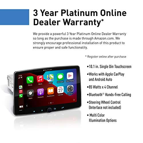 Planet Audio P100Cpa Car Stereo System - Apple Carplay, Android Auto - 10.1 Inch Single Din Touchscreen, Bluetooth Audio And Hands-Free Calling Head Unit, Radio Receiver, No Cd Player #TOP3