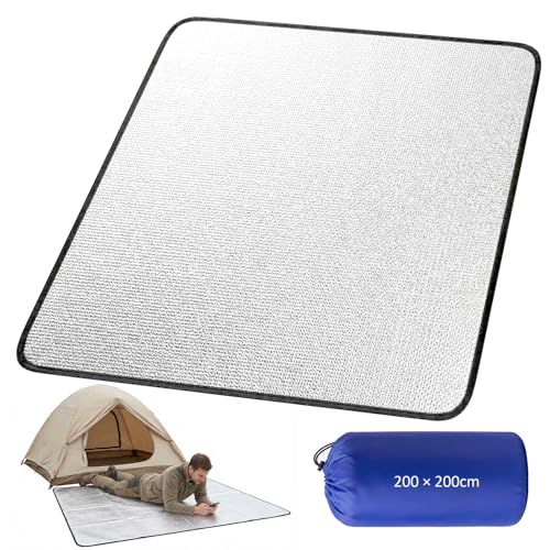 Realjoy Tapis Isolant en Aluminium Mousse 200x200 cm – Tapis de Camping Pliable, Léger et Thermique