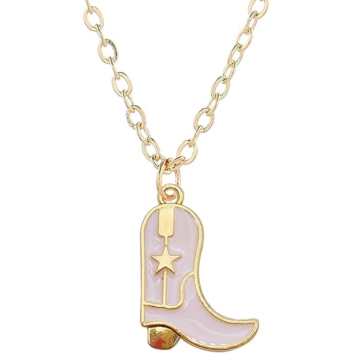 Aktully Cowgirl Boot Necklace Western Cowboy Boots Necklace 14K Gold Plated Cowboy Hat Pendant Necklace Western Trendy Jewelry for Women