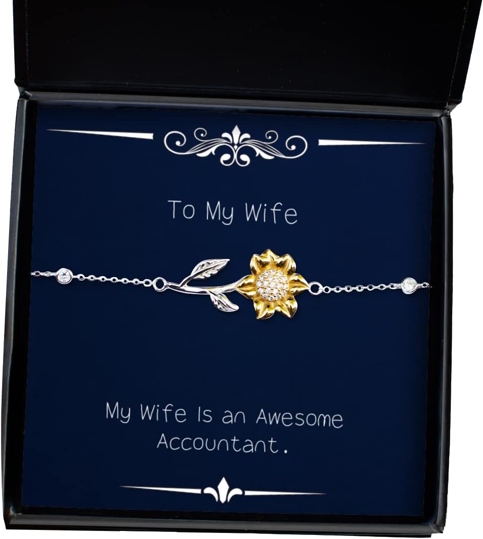 My Wife is an Awesome Accountant. Sunflower Bracelet, Wife Present from Husband, Unique Idea Jewelry for