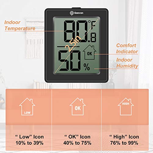 Geevon Digital Atomic Alarm Clock With Auto/8S Backlight, 2 Alarm Settings, Temperature Detect, Increasing Beep Sounds Battery Operated Alarm Clock Hygrometer Indoor Thermometer Room Humidity G #TOP1