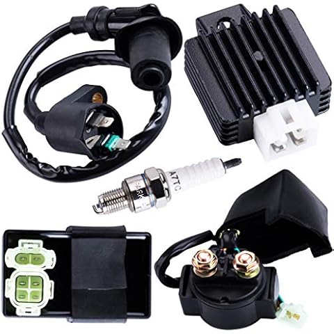 CNCMOTOK AC CDI Ignition Coil Relay Voltage Regulator Spark plug for Tomberlin Crossfire 150R Spiderbox 150cc Go karts Parts GY6 150cc Engine Scooter Moped Hammerhead GTS American Sportworks 150 Cover