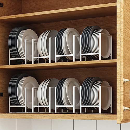 Mingfanity 2Pcs Plate Holders Organizer , Metal Dish Storage Dying Display Rack For Cabinet, Counter And Cupboard - White #TOP6