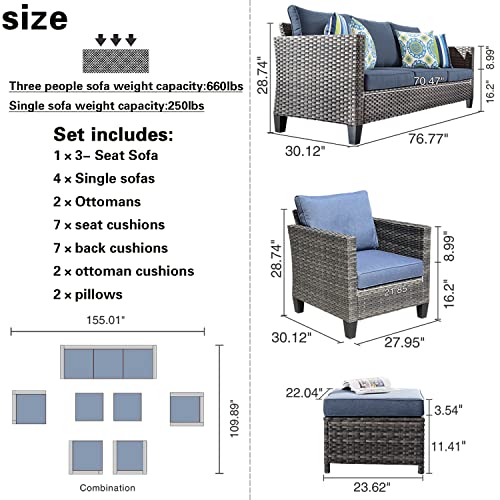 Ovios B09PTZ4189 Patio Furniture Set 7 Pcs High Back Sofa Outdoor Conversation Sets All Weather Wicker Rattan Sectional Sofa Set Couch And Chairs Garden Backyard Porch thumb #5