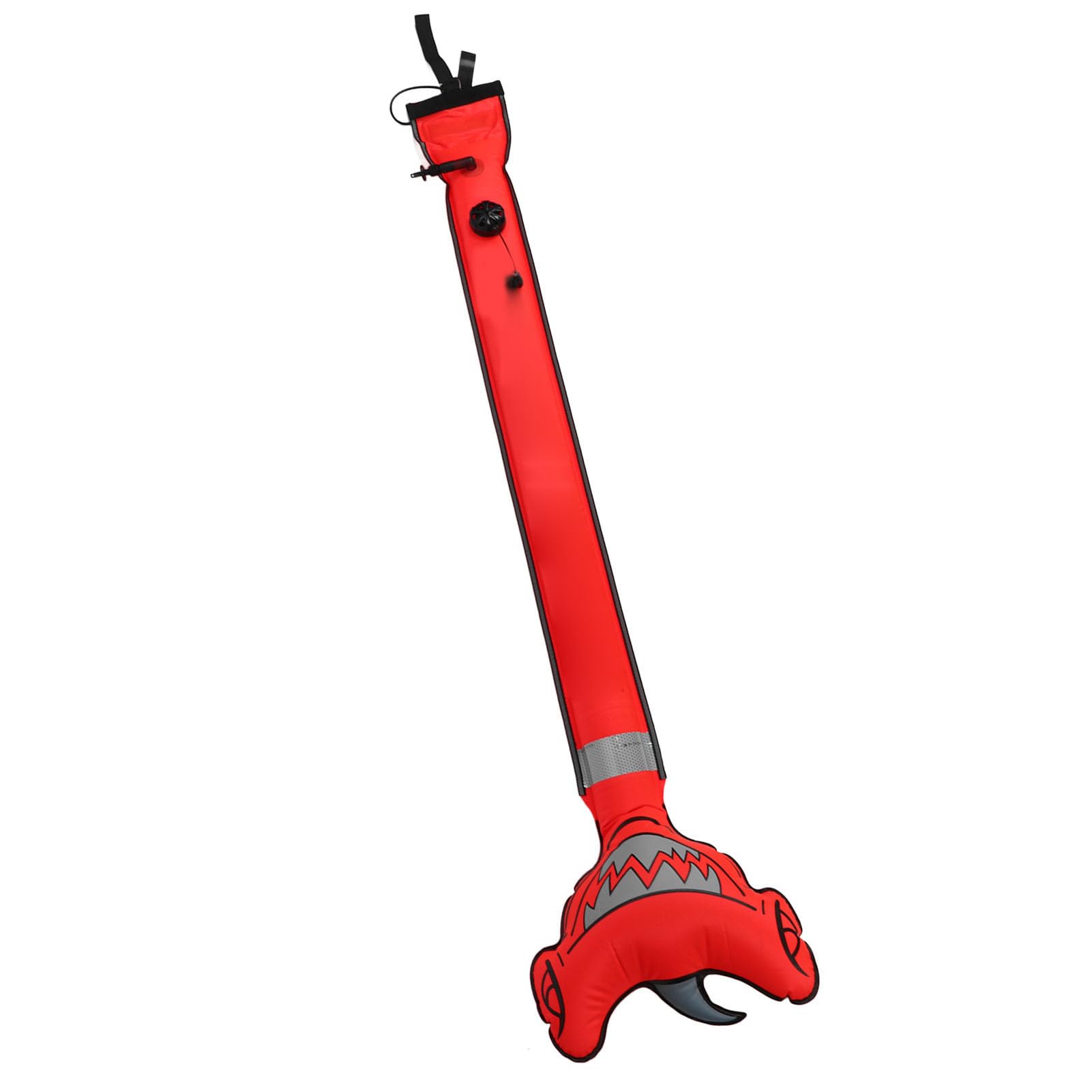 Boya marcadora de Superficie Buceo Inflable Tubo de Seguridad Boya de señal de tiburón Martillo Alta Visibilidad para Snorkel Pesca submarina Nylon Duradero Naranja 150x36.5cm