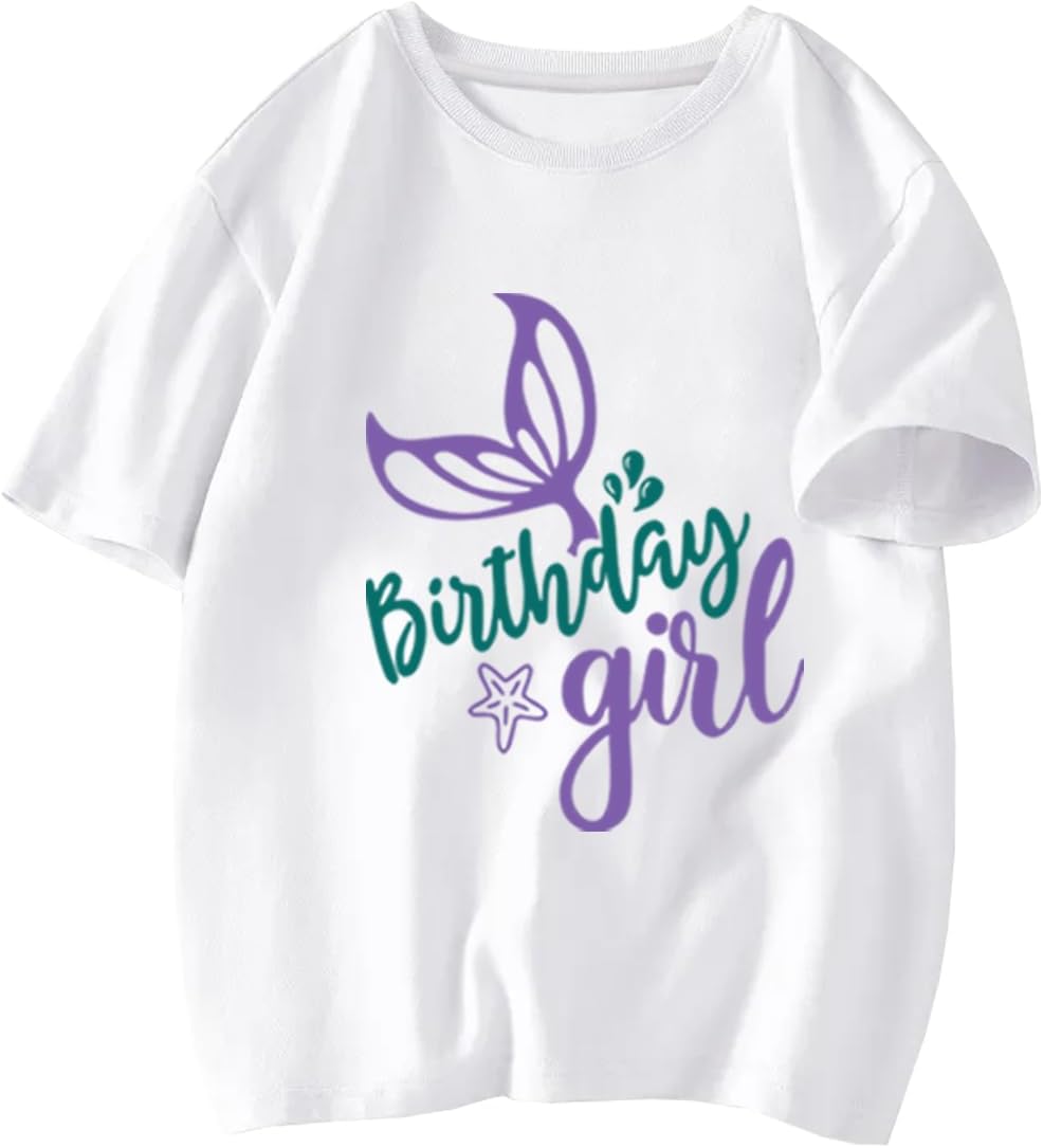 Birthday Girl Tshirt Toddler Birthday Shirts Tees Little Kids Top Outfit Cotton Short Sleeve 2nd 3rd 4th 5th 6th 7th 8th