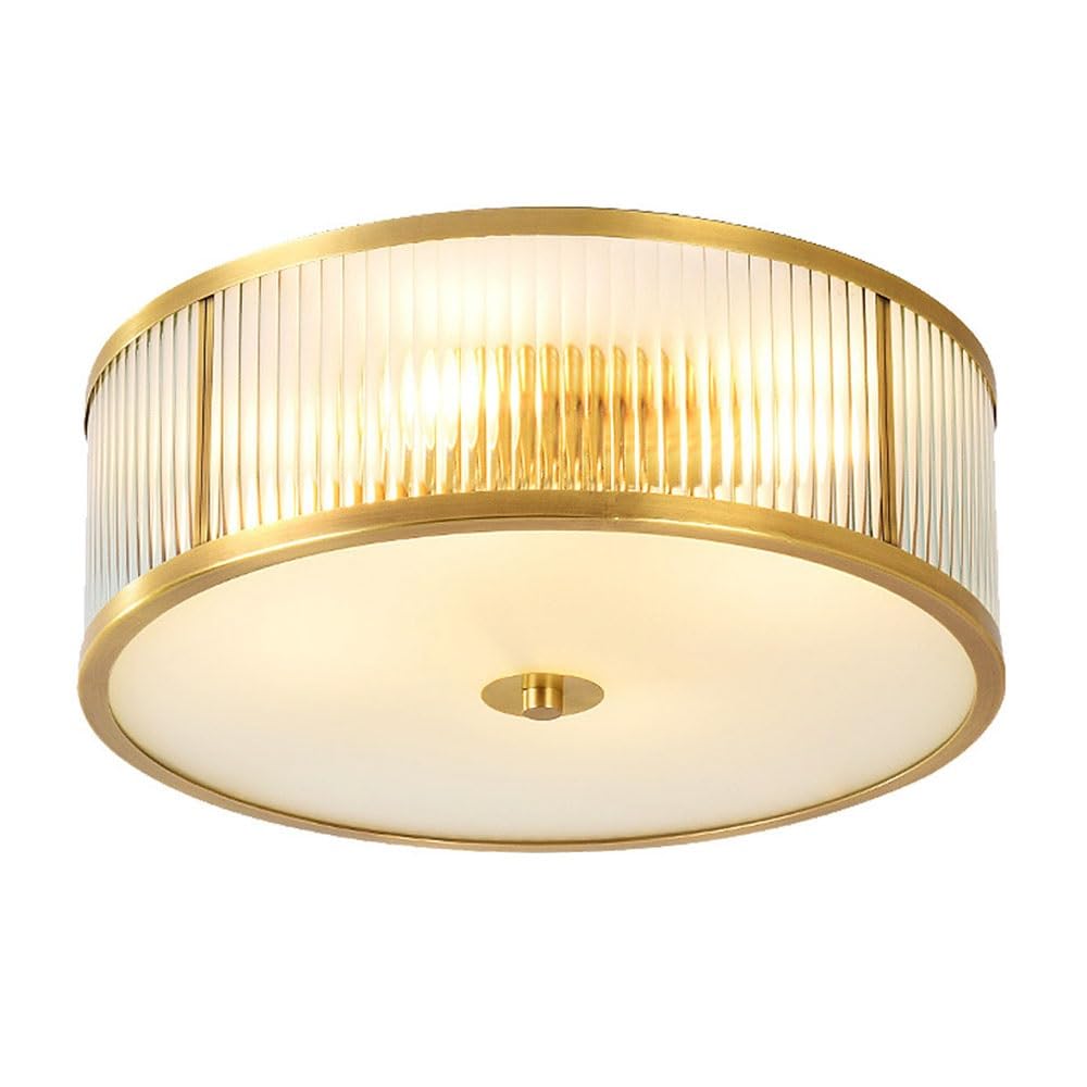 FEITENGDA Modern All Copper Round Crystal Ceiling Light Nordic Gold Crystal Flush Mount Ceiling Light Interior Accent Close to Ceiling Light Fixture for Living Room Bedroom Hallway(28cm/11.02in)